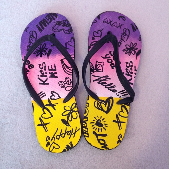 Multi Color Quote Flip Flops - Picture 1 of 1